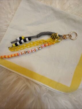Sunshine Beaded Keychain for Yellow Charm